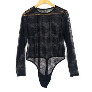 Anthropologie Womens Sheer Lace Bodysuit Size 1X Stretch Floral Thong Whimsygoth